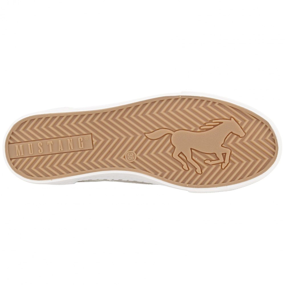 Mustang Hawaii 1376-402-932 Women's Striped Tongue Slip On Canvas Trainer Silver Grey