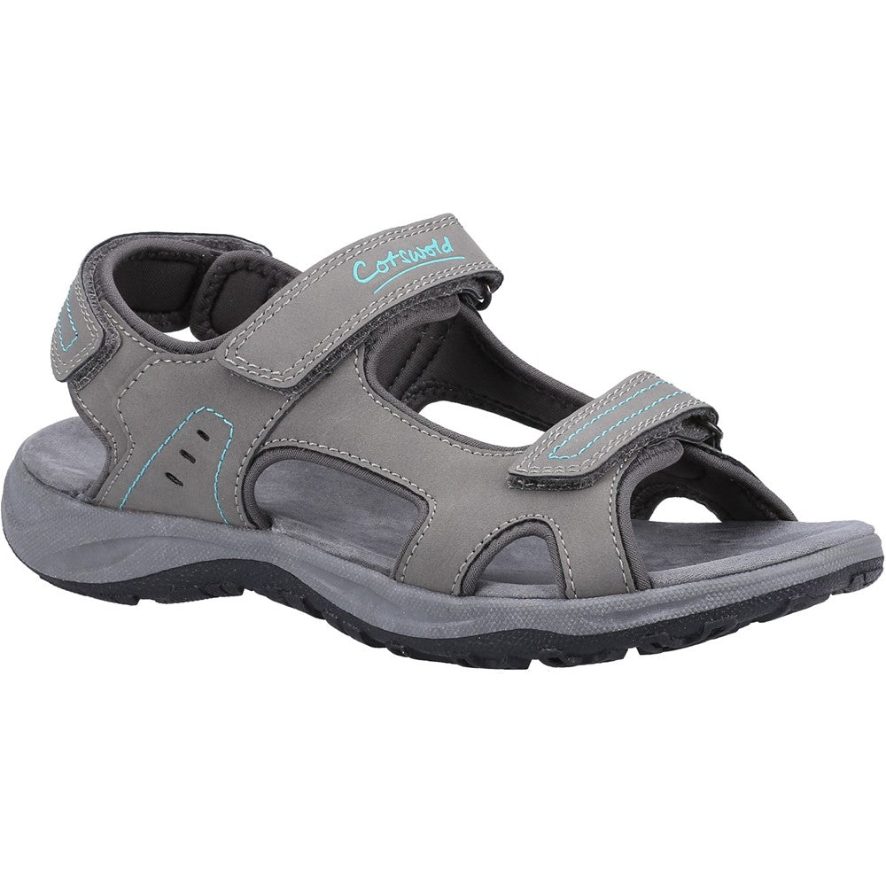 Cotswold Freshford Women's 3 Strap Adjustable Sandal Grey Turquoise