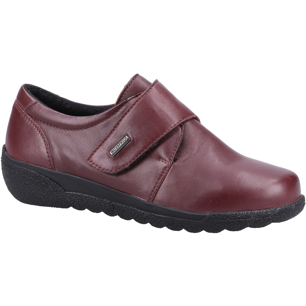 Fleet & Foster Herdwick Women's Waterproof Touch Fastening Leather Shoe Burgundy