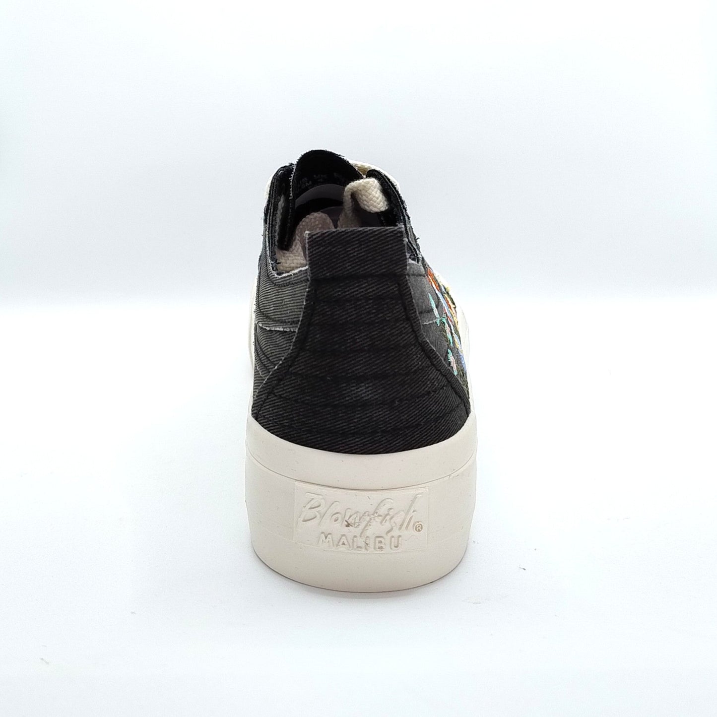 Blowfish Malibu Sadie Sun Women's Floral Embroidered Lace Up Platform Trainer Black