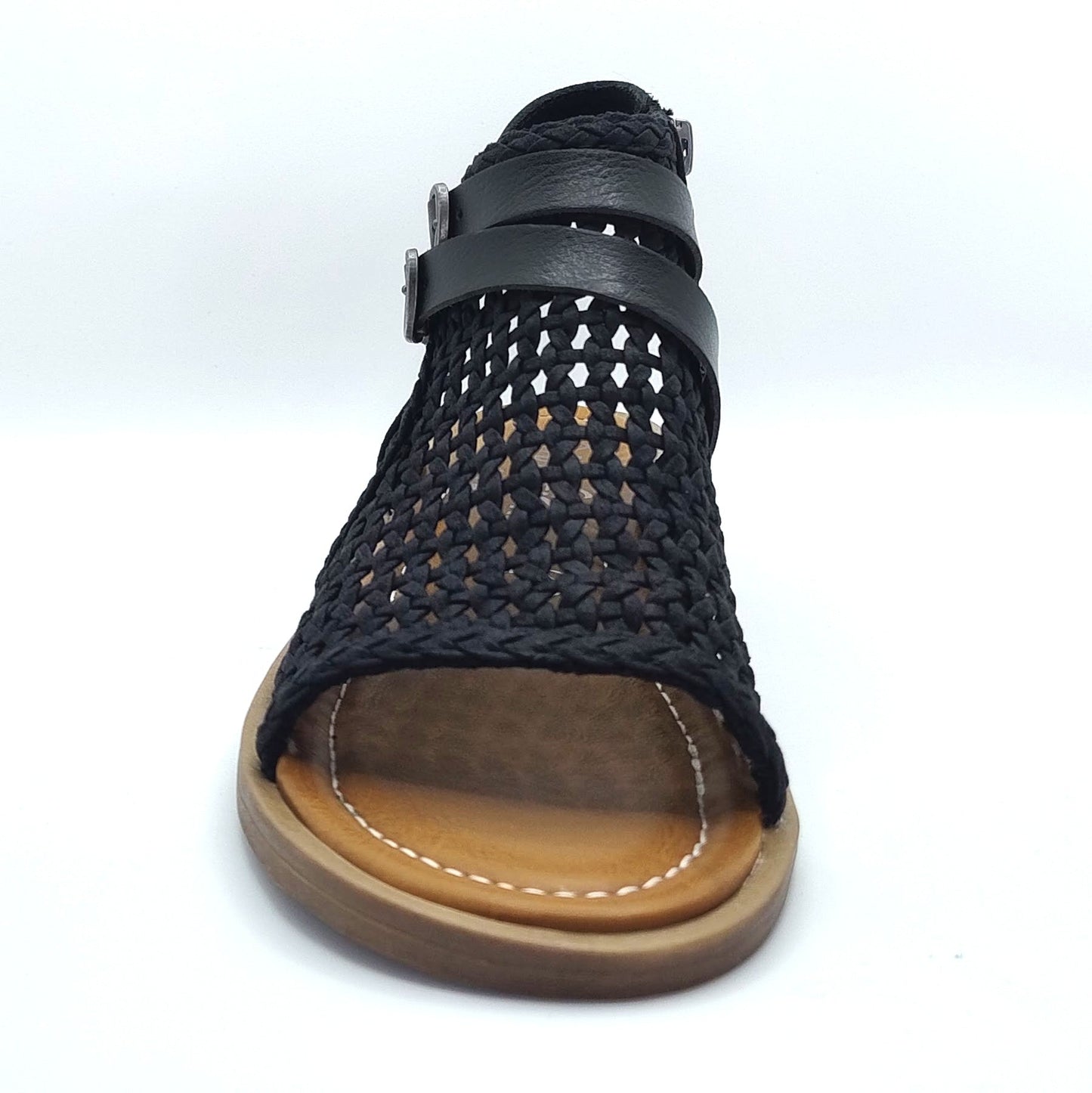 Blowfish Malibu Dream Women's Vegan Fabric Mesh Zip Up Low Wedge Sandal Black