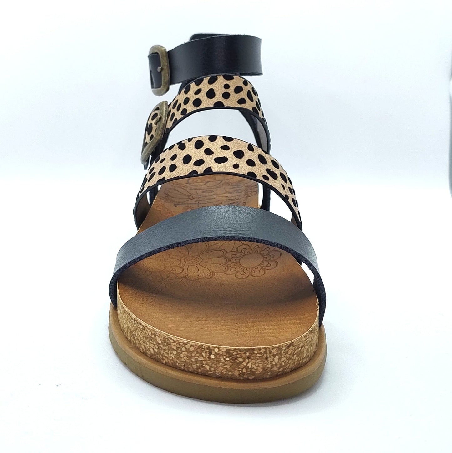 Blowfish Malibu Fancy Women's Vegan Ankle Buckle Platform Gladiator Sandal Black/Pixie Leopard
