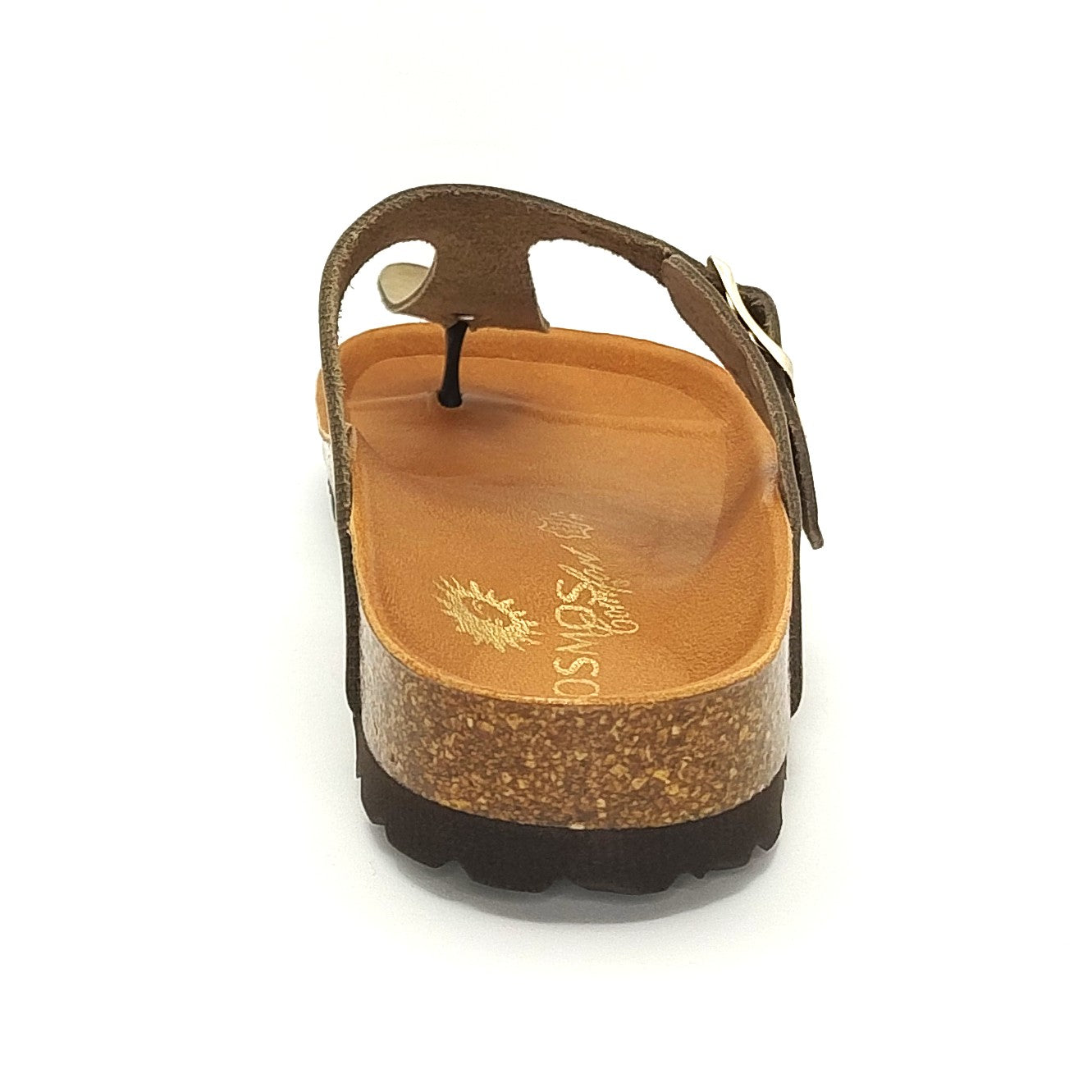 Cosmos Comfort Mercury 6186716-777 Women's Leather Toe Post Slide On Mule Sandal Khaki