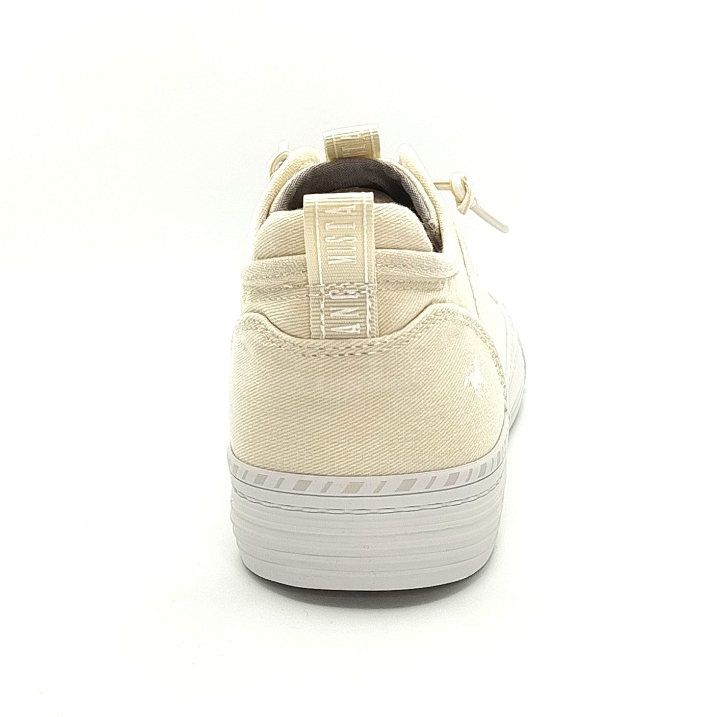 Mustang Florida 1376-308-243 Women's Elasticated Lace Canvas Pump Trainer Ivory