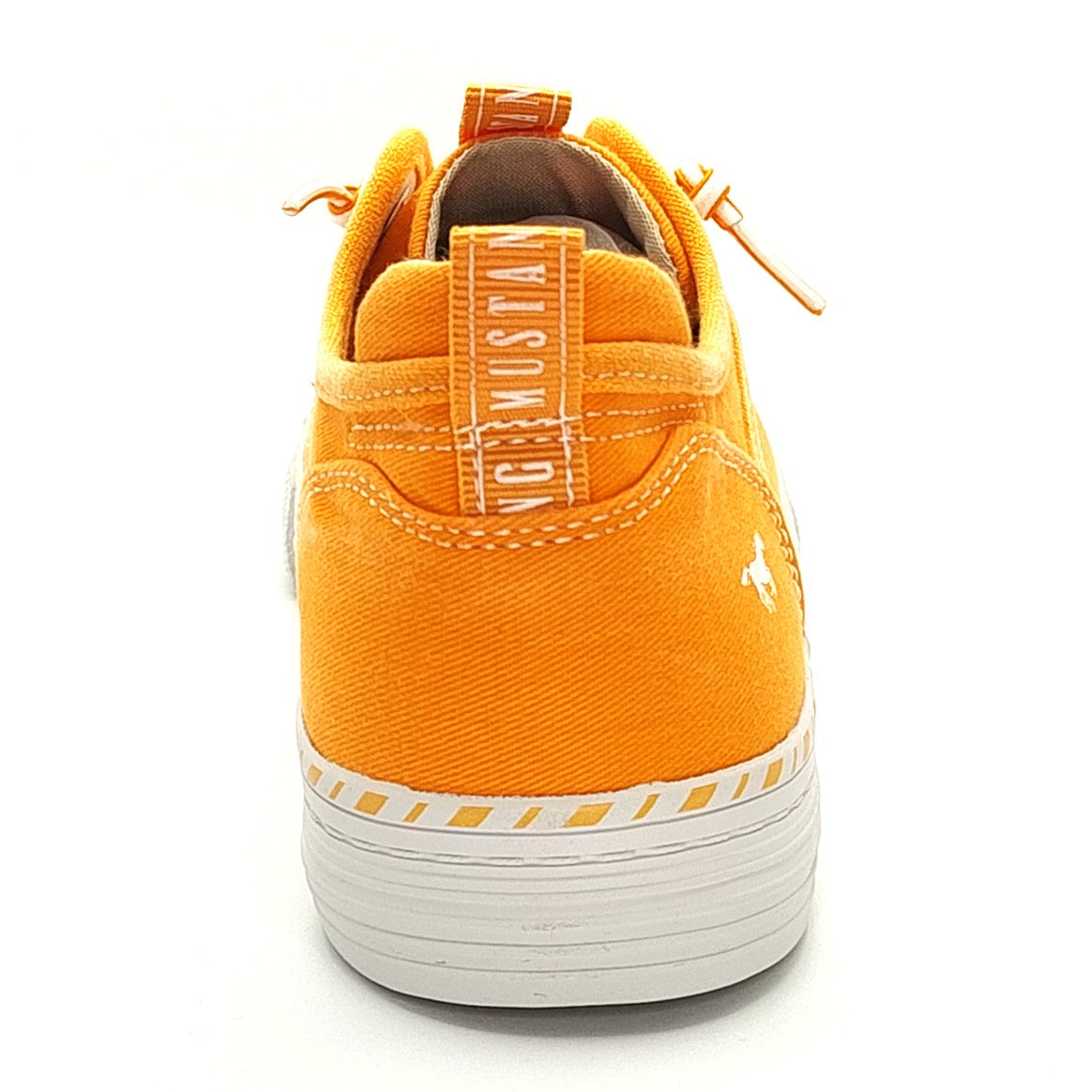 Mustang Florida 1376-308-61 Women's Elasticated Lace Canvas Pump Trainer Orange