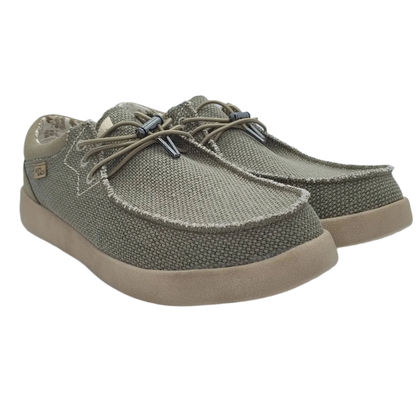 KickBack Haven Woven Men's Elasticated Lace Lightweight Slip On Shoe Khaki
