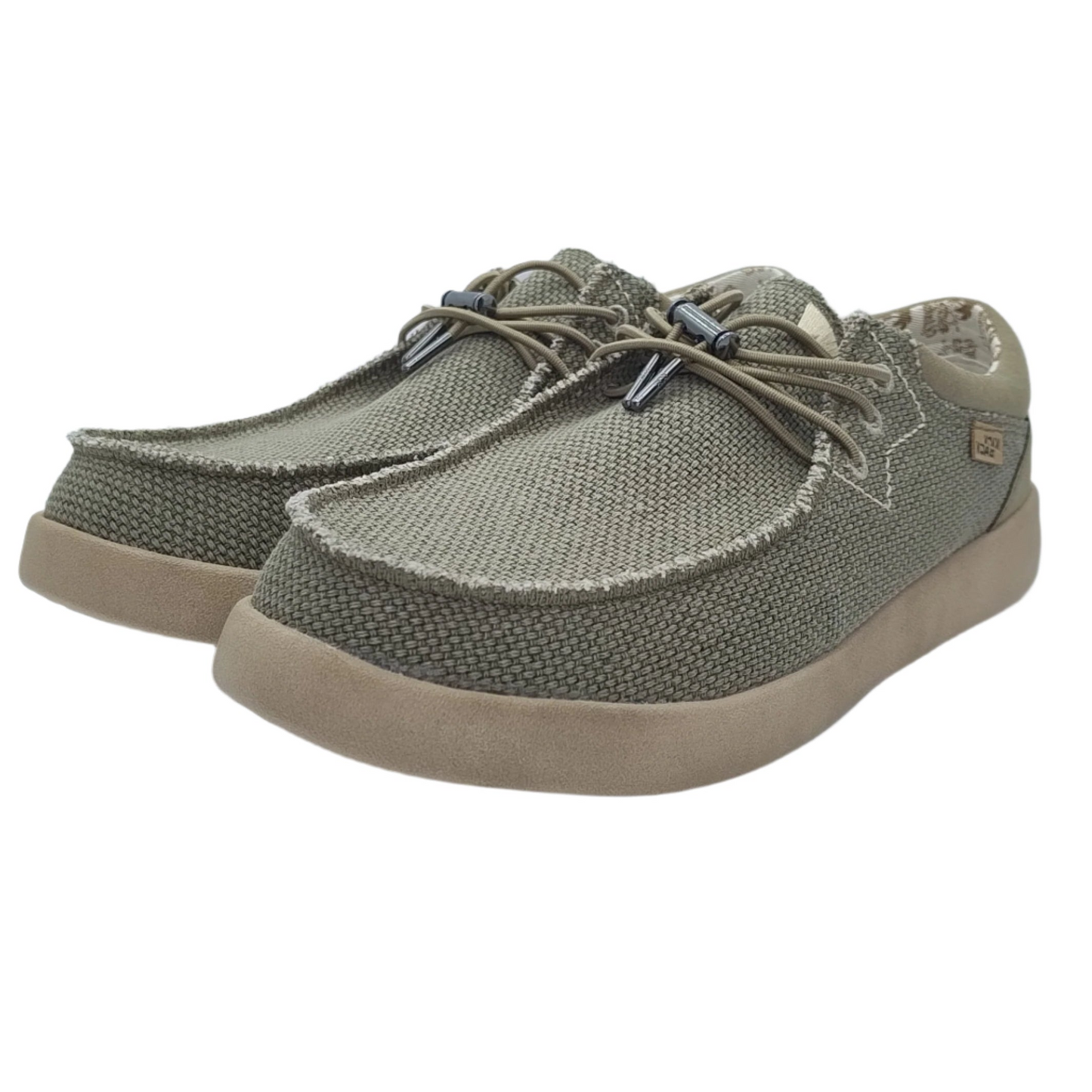 KickBack Haven Woven Men's Elasticated Lace Lightweight Slip On Shoe Khaki