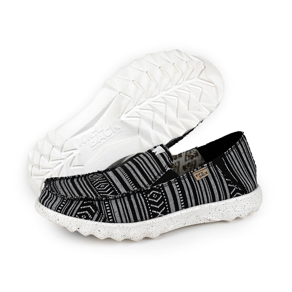 KickBack Couch Classic Men's Lightweight Canvas Slip On Shoe Black Folk Stripe