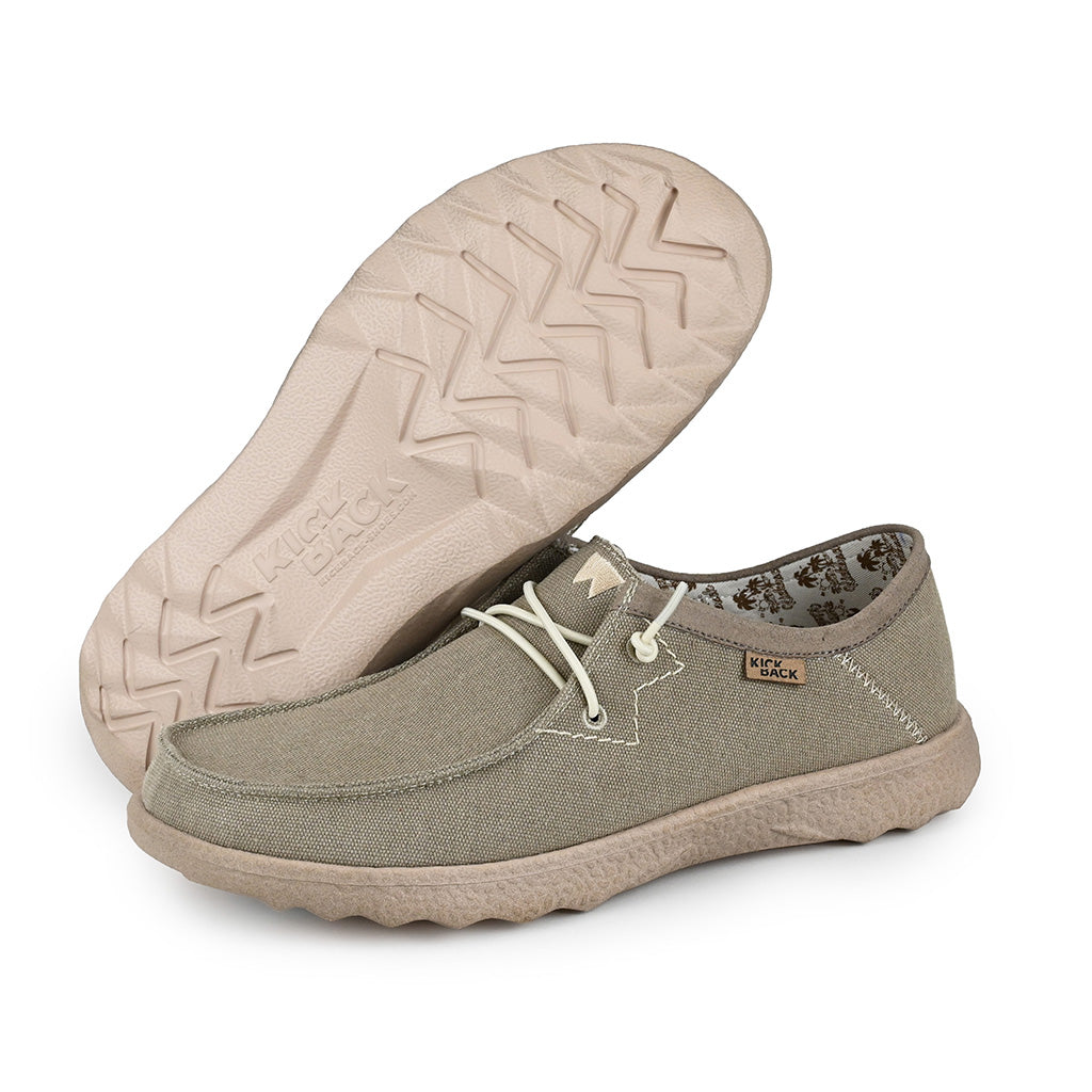 KickBack Lounger Men's Elasticated Lace Lightweight Slip On Shoe Taupe