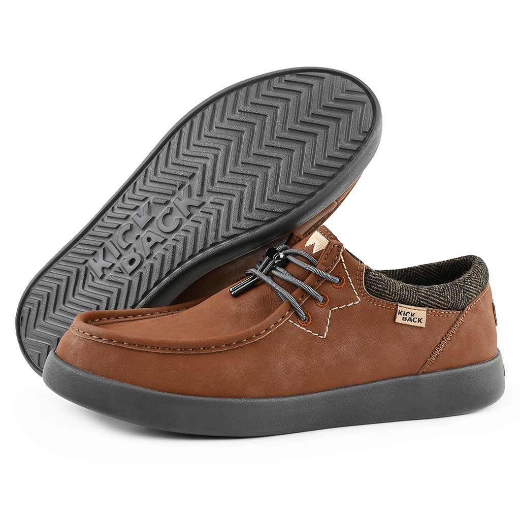 KickBack Haven Leather Men's Lightweight Water Resistant Slip On Shoe Red Brown