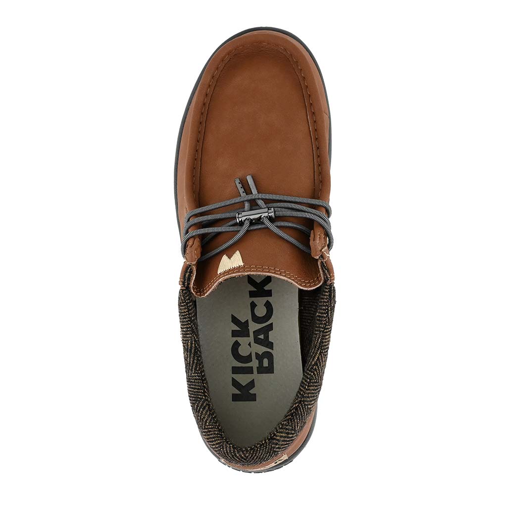 KickBack Haven Leather Men's Lightweight Water Resistant Slip On Shoe Red Brown