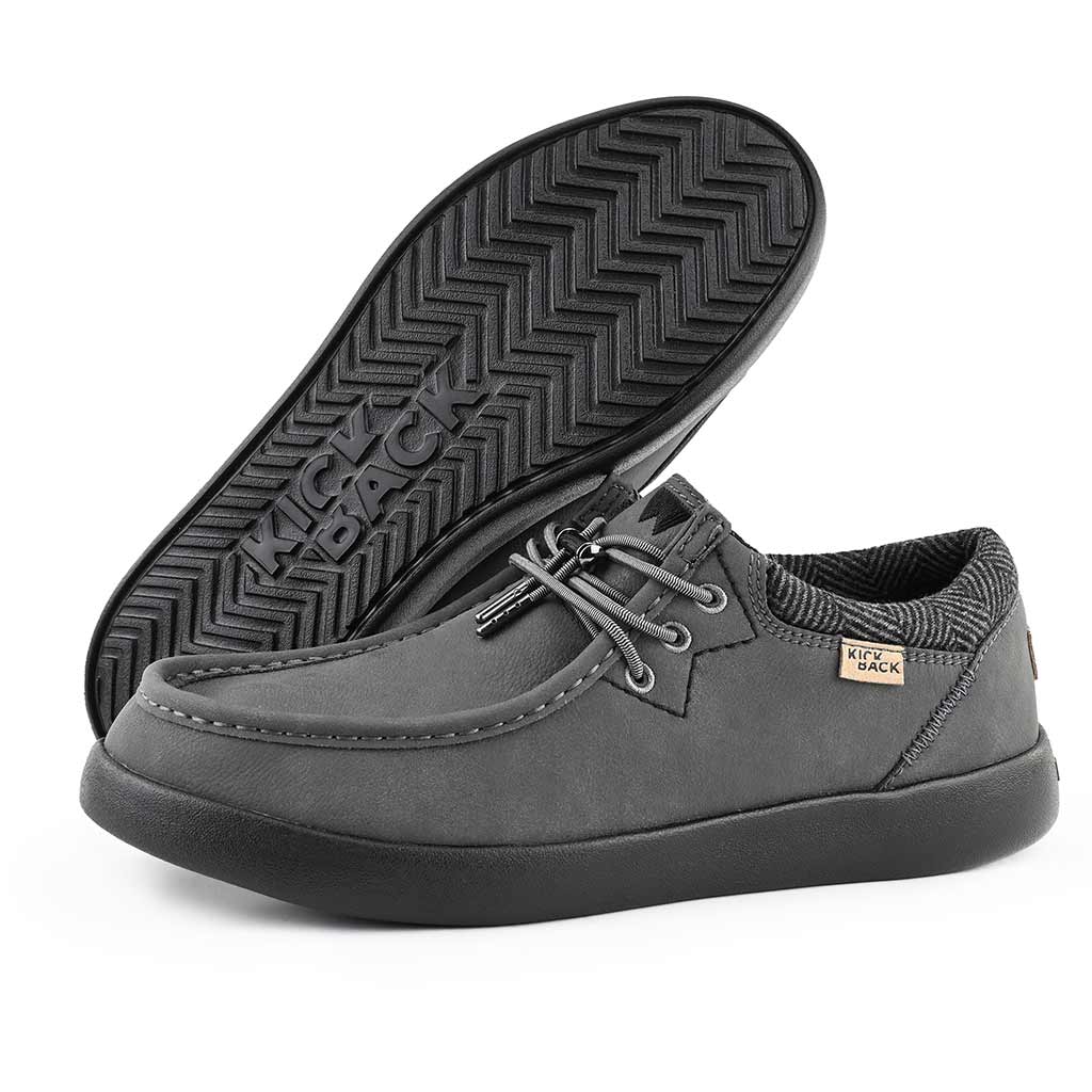 KickBack Haven Leather Men's Lightweight Water Resistant Slip On Shoe Grey