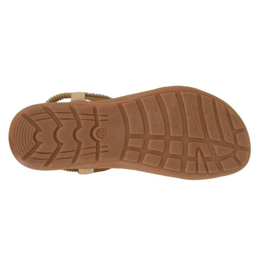 Cipriata Giovina Women's Bohemian Look Woven Strap Elasticated Slingback Sandal Khaki