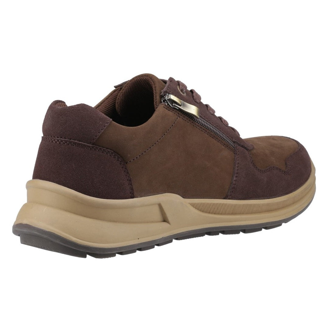 Hush Puppies Alexander Men's Casual Leather Lace Up / Zip Up Shoe Brown