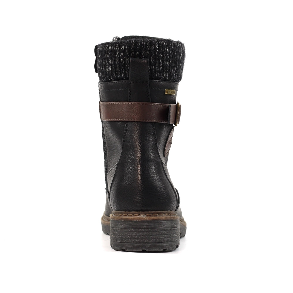 Lunar Annabelle Women's Combat Style Waterproof Ankle Boot Black