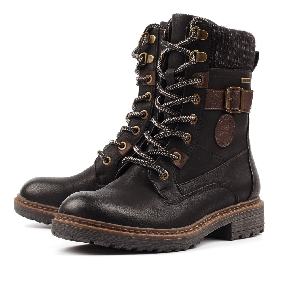 Lunar Annabelle Women's Combat Style Waterproof Ankle Boot Black