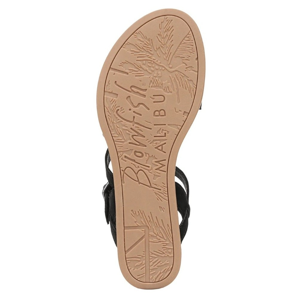 Blowfish Malibu Arrow Women's Low Wedge Ankle Buckle Vegan Sandal Black