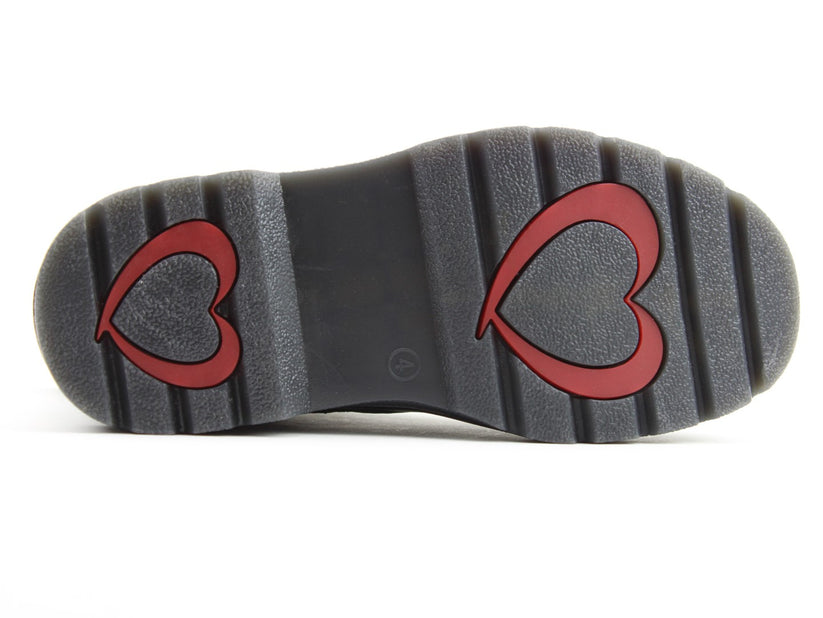 Heavenly Feet Justina Women's 8 Eye Lace Up/Zip Up Ankle Boot Emboss Hearts Earth VEGAN FRIENDLY