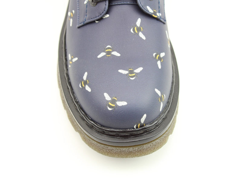 Heavenly Feet Justina Women's 8 Eye Lace Up/Zip Up Ankle Boot Midnight Bee VEGAN FRIENDLY