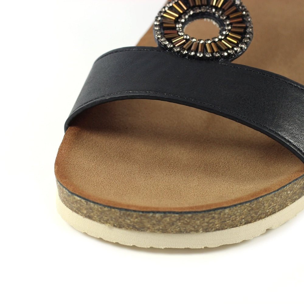 Lunar Barwell Women's T Bar Wedge Sandal Black