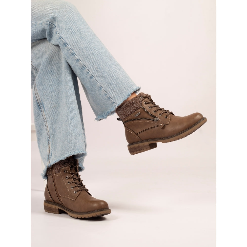 Lunar Benson III Women's Waterproof Lace Up/Zip Ankle Boot Taupe