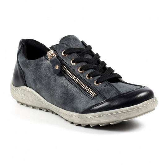 Lunar Bianca Women's Lace Up Panelled Trainer Black