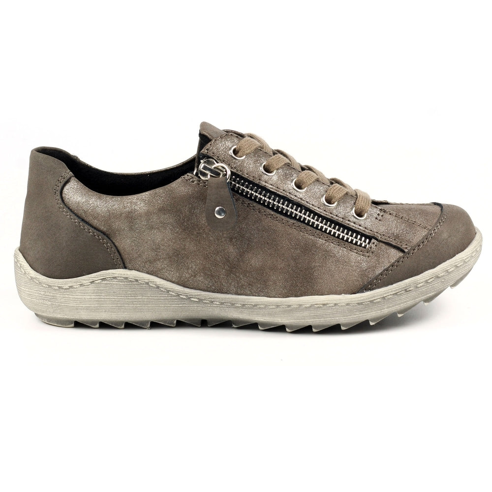 Lunar Bianca Women's Lace Up Panelled Trainer Taupe