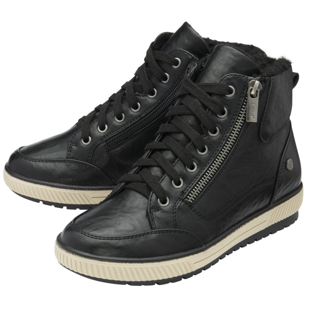 Lotus Bellatrix Women's Lace Up / Zip Up Ankle Boot Black