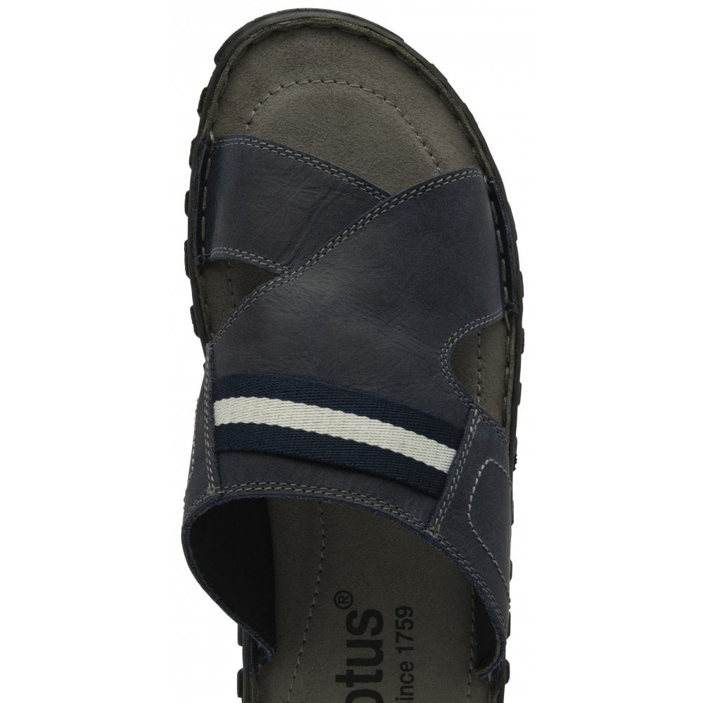 Lotus Bastion Men's Leather Slip On Mule Sandal Blue