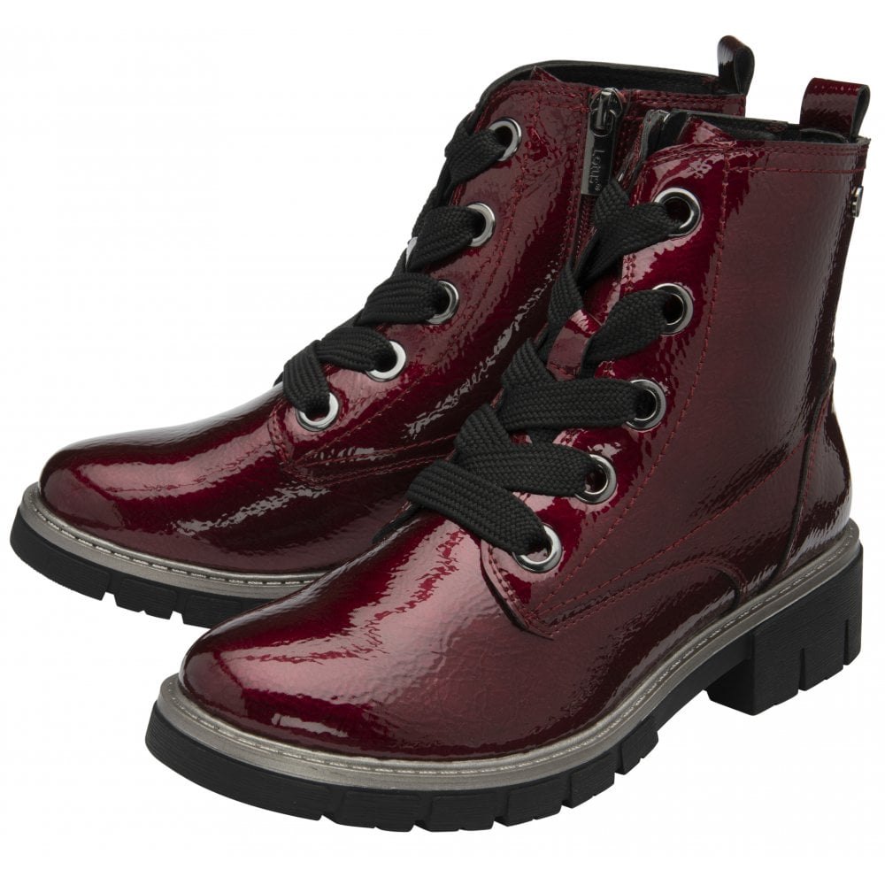 Lotus Jojo Women's Lace / Zip Up Ankle Boot Bordo Patent