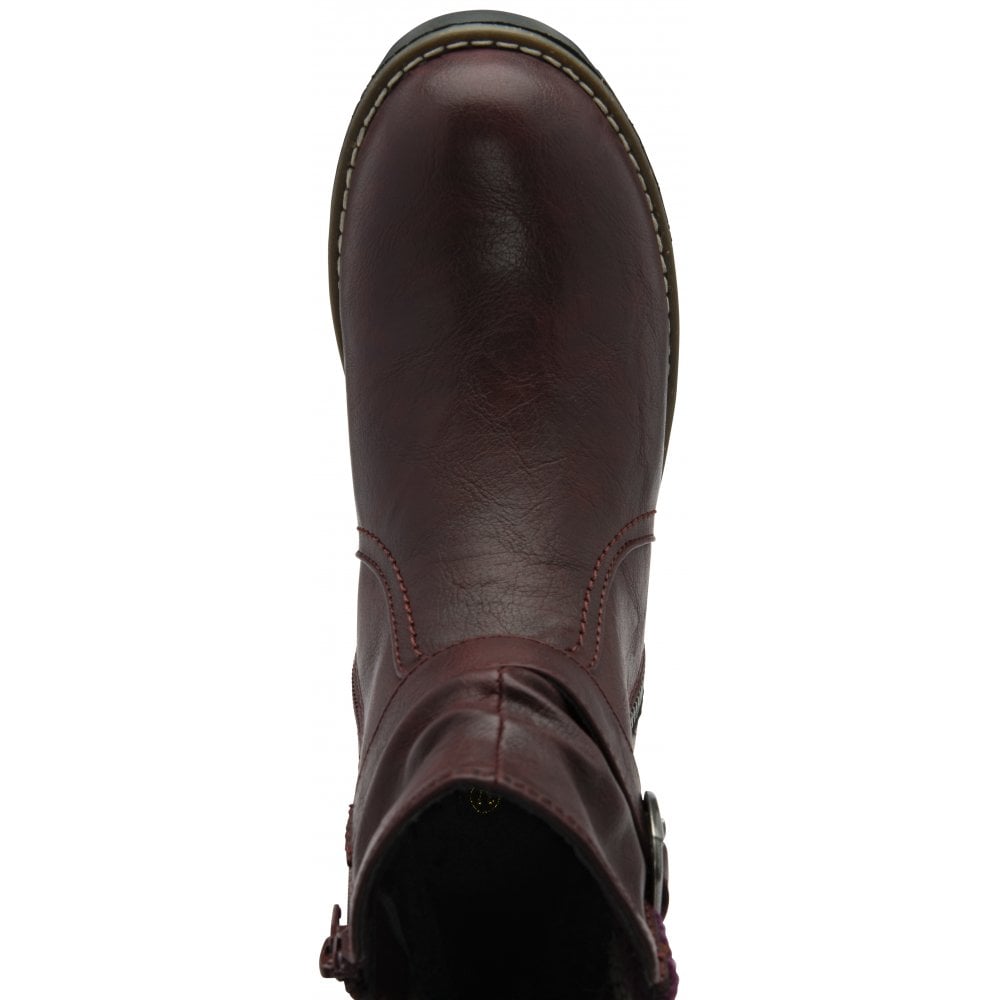 Lotus Triana Women's Zip Up Biker Style Ankle Boot Bordo