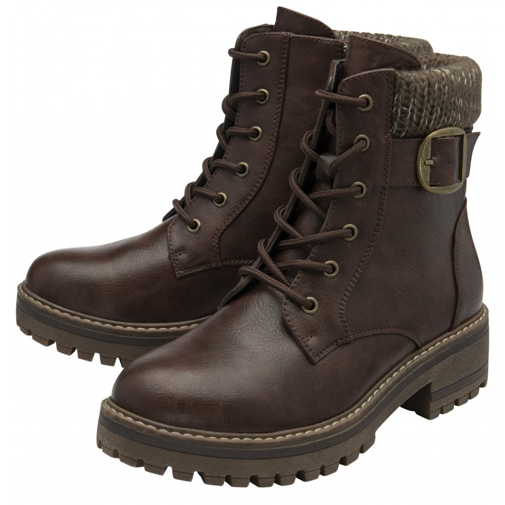 Lotus Gretal Women's Lace Up / Zip Up Ankle Boot Brown