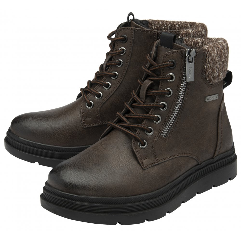 Lotus Saundra Women's Lace Up / Zip Up Waterproof Ankle Boot Brown