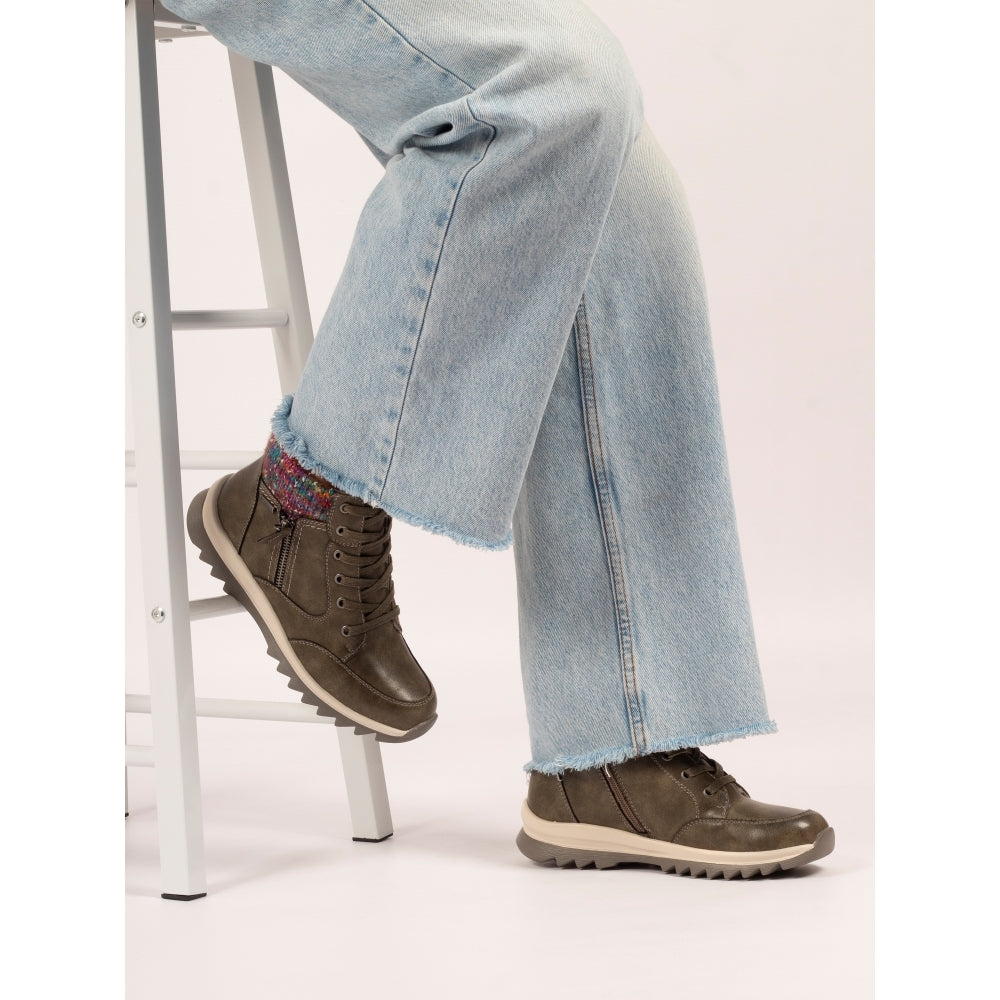 Lunar Buttermere Women's Waterproof Lace Up/Zip Ankle Boot Olive