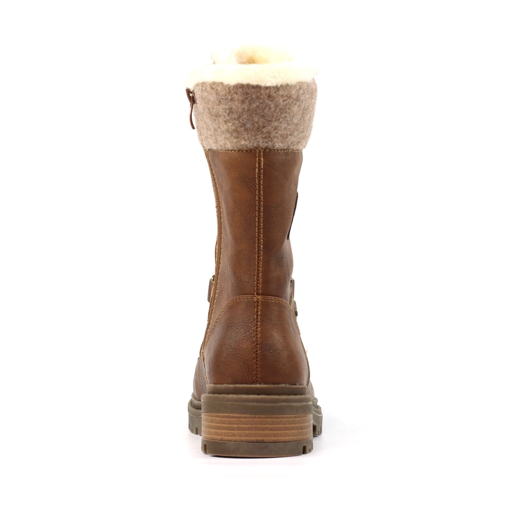 Lunar Cambridge Women's Combat Style Waterproof Mid Boot Tan