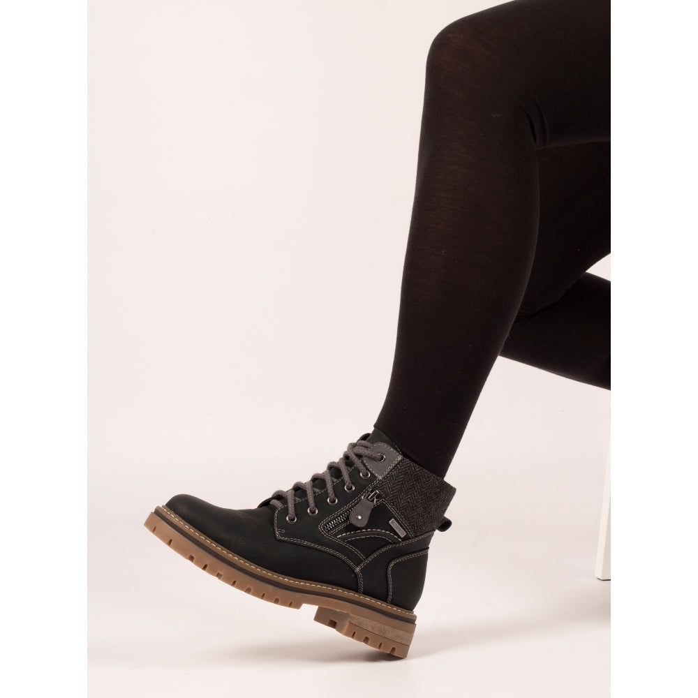 Lunar Caramel Women's Lace Up / Zip Up Waterproof Ankle Boot Black