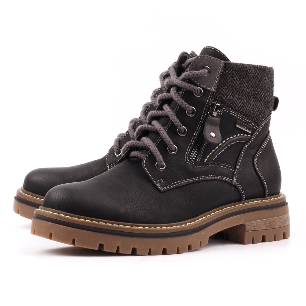 Lunar Caramel Women's Lace Up / Zip Up Waterproof Ankle Boot Black