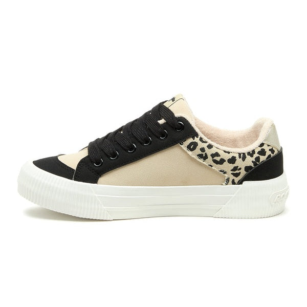Rocket Dog Cheery Women's Colour Block Chunky Lace Up Platform Trainer Leopard Print