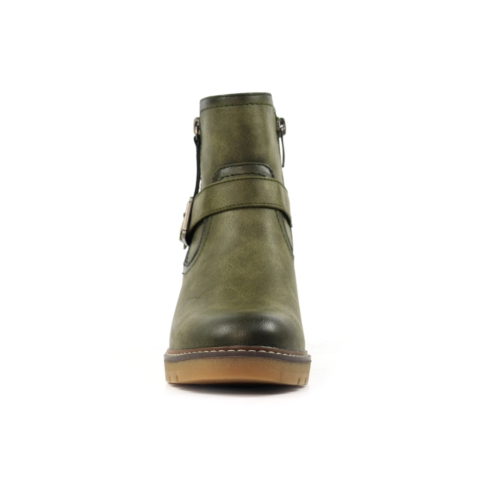 Lunar Cruz Women's Zip Up Wedge Ankle Boot Green