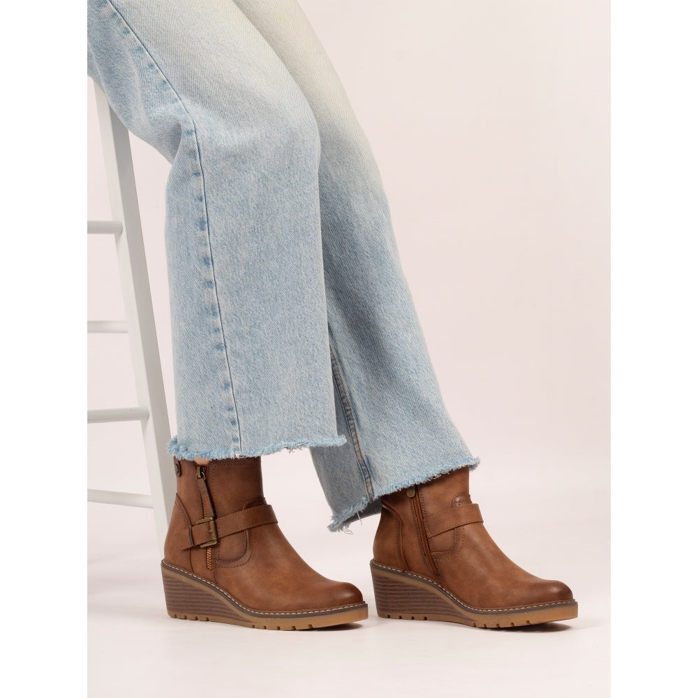 Lunar Cruz Women's Zip Up Wedge Ankle Boot Tan