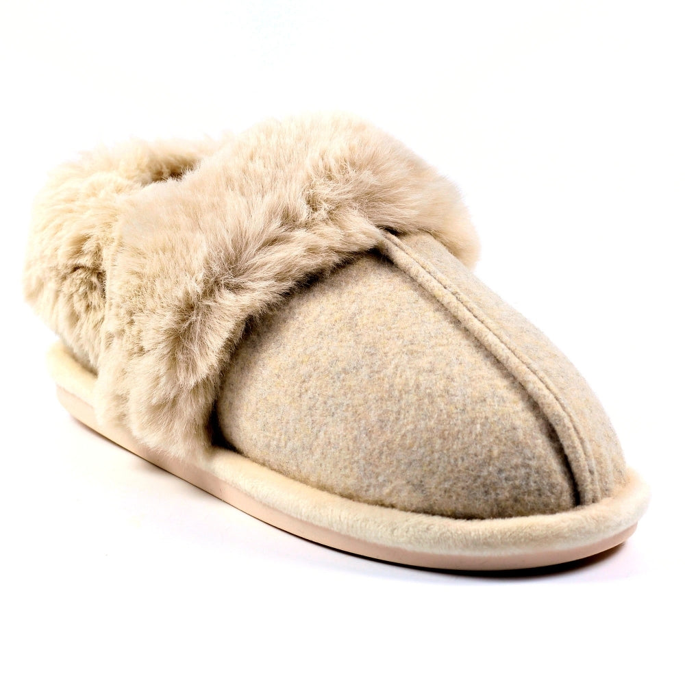Lunar Ember II Women's Fur Lined Bootie Slipper Taupe