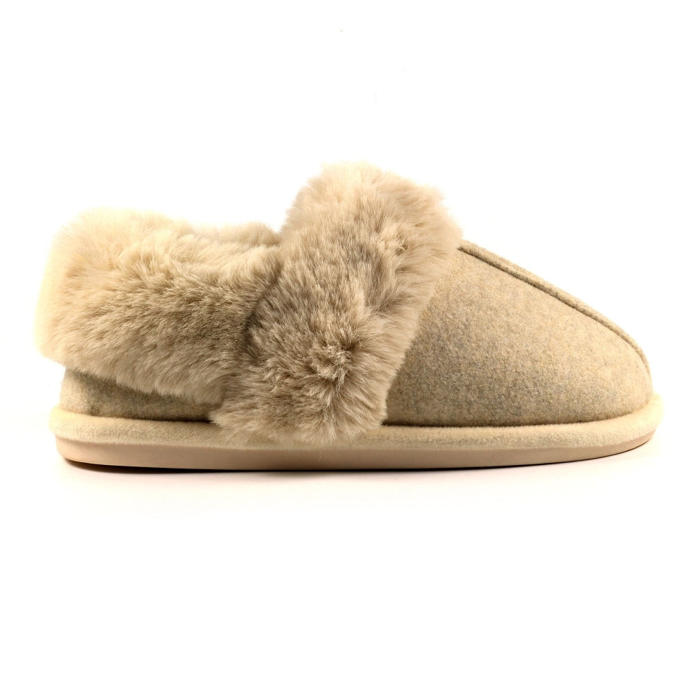 Lunar Ember II Women's Fur Lined Bootie Slipper Taupe