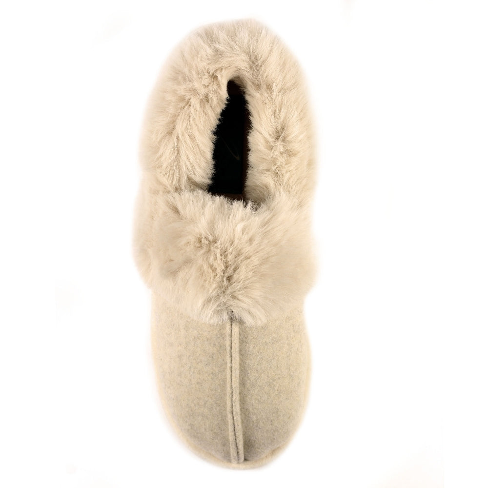 Lunar Ember II Women's Fur Lined Bootie Slipper Taupe