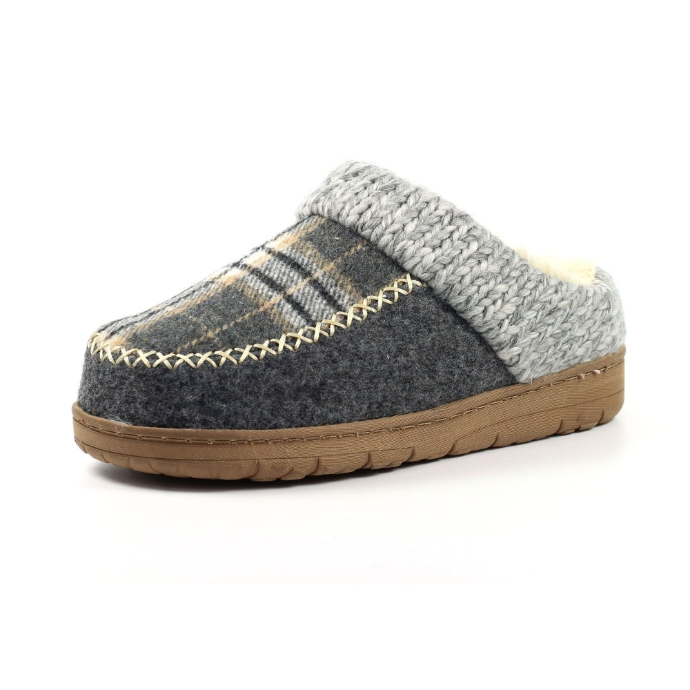 Lunar Emblaze Women's Fleece Lined Tartan Slipper Grey