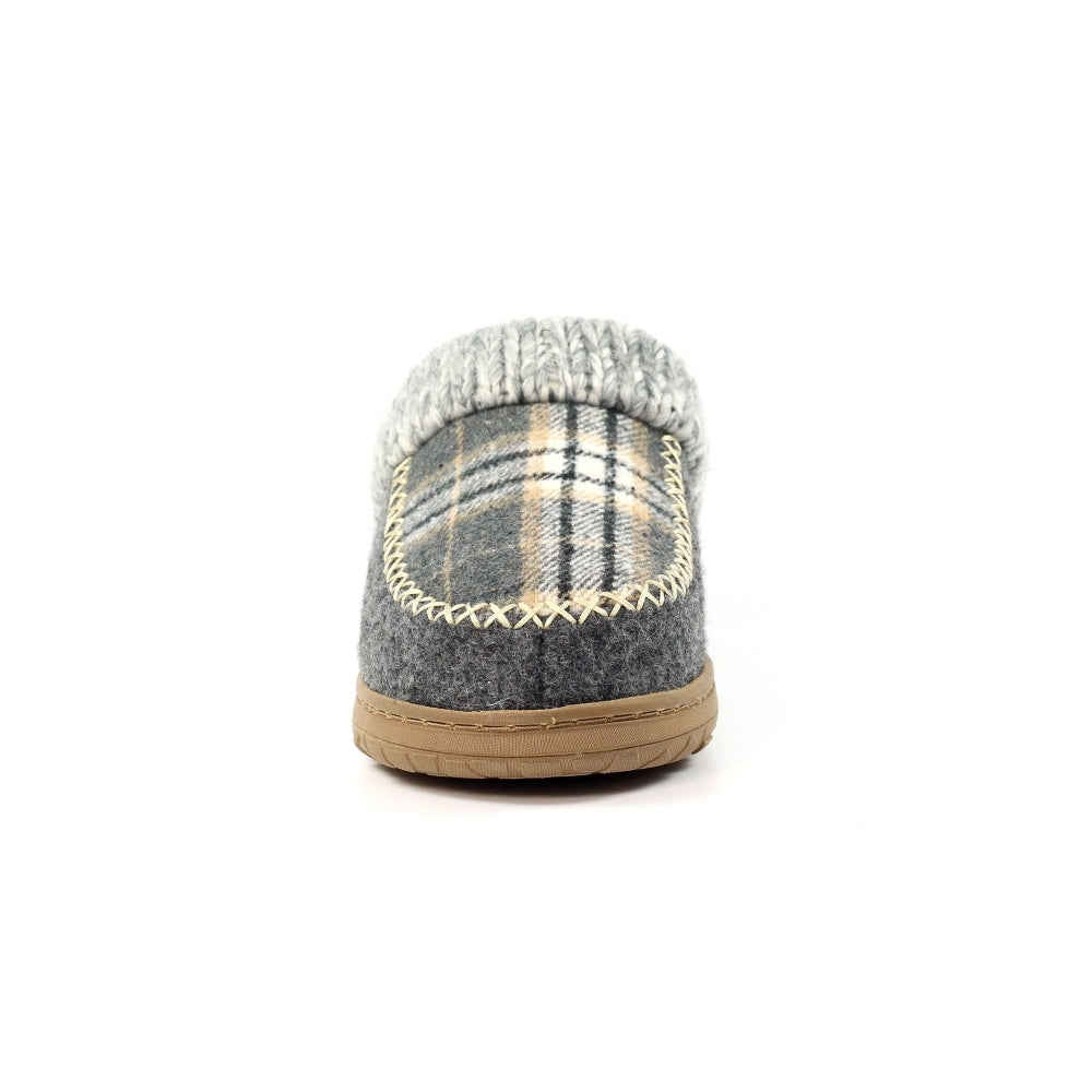 Lunar Emblaze Women's Fleece Lined Tartan Slipper Grey