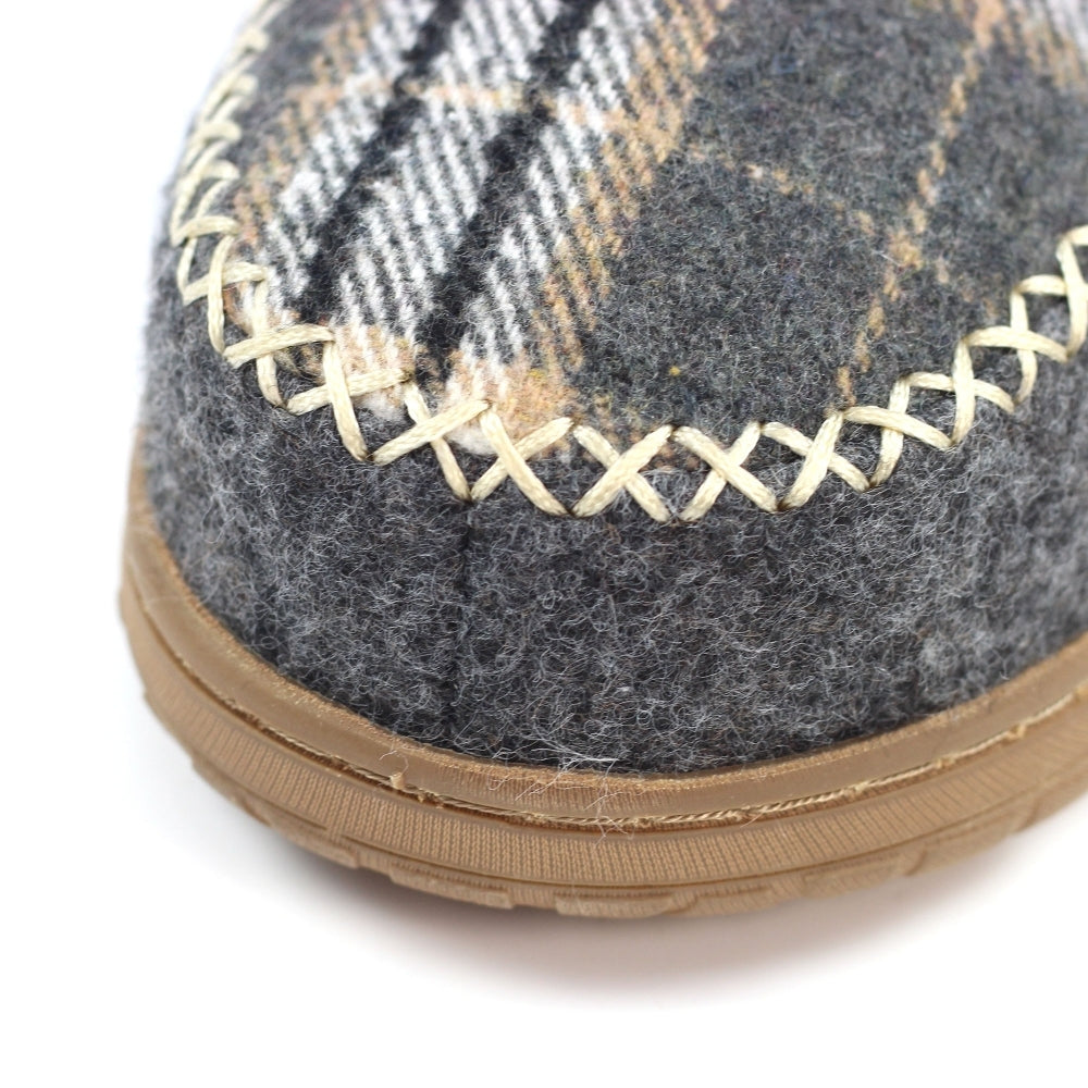 Lunar Emblaze Women's Fleece Lined Tartan Slipper Grey