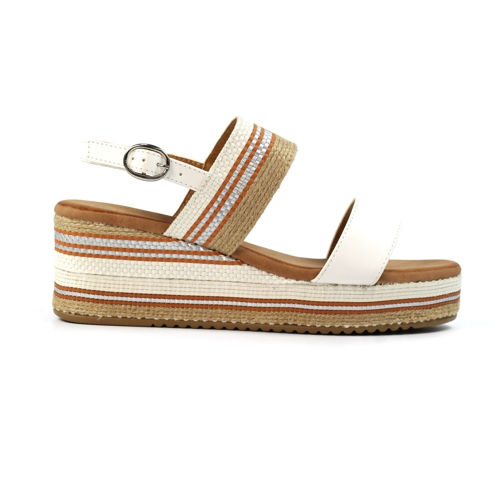 Lunar Fay Women's Chunky Summer Wedge Sandal White