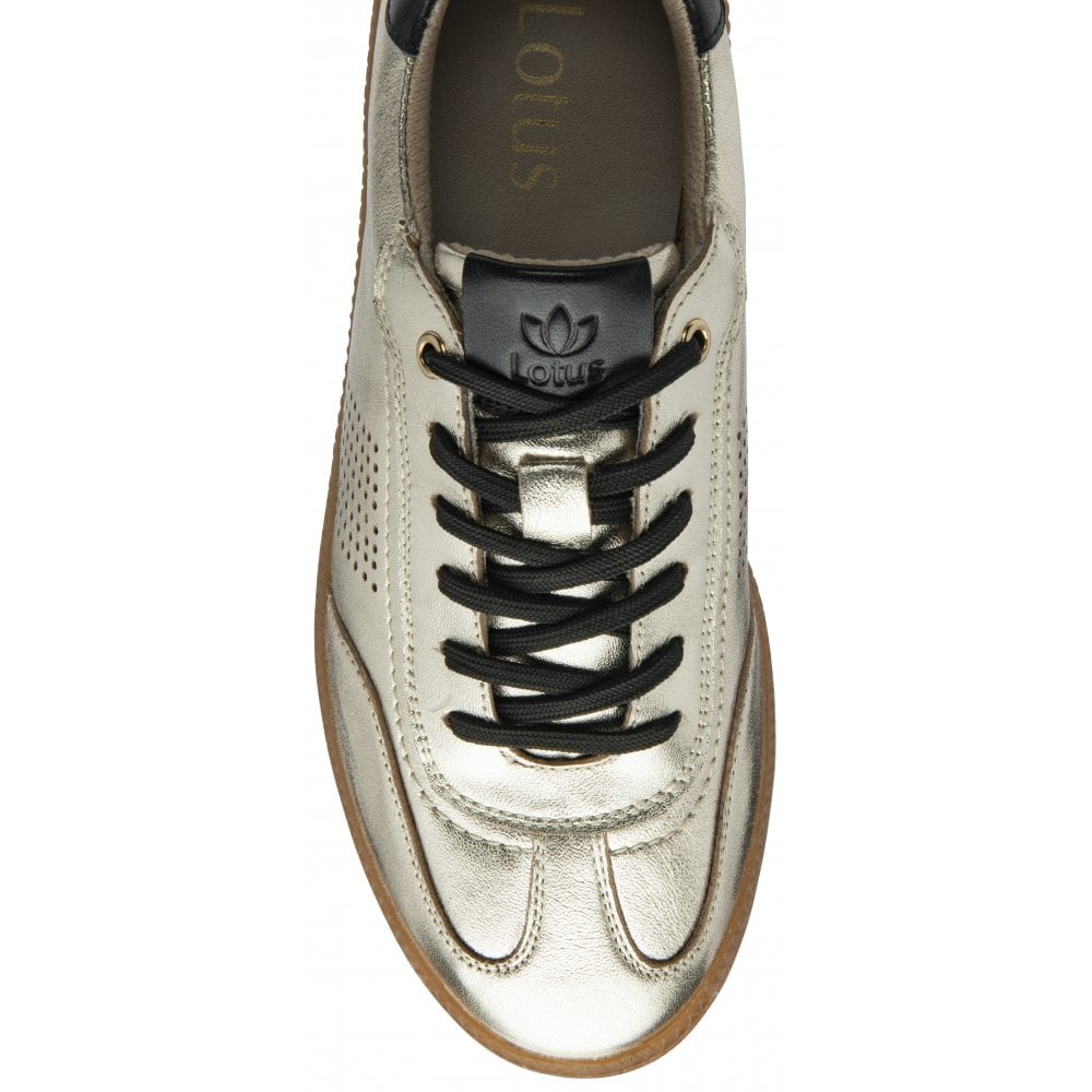 Lotus Frapporta Women's Leather Low Profile Lace Up Trainer Gold