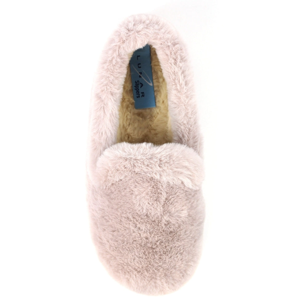 Lunar Frito Women's Slip On Faux Fur Machine Washable Full Slipper Mink