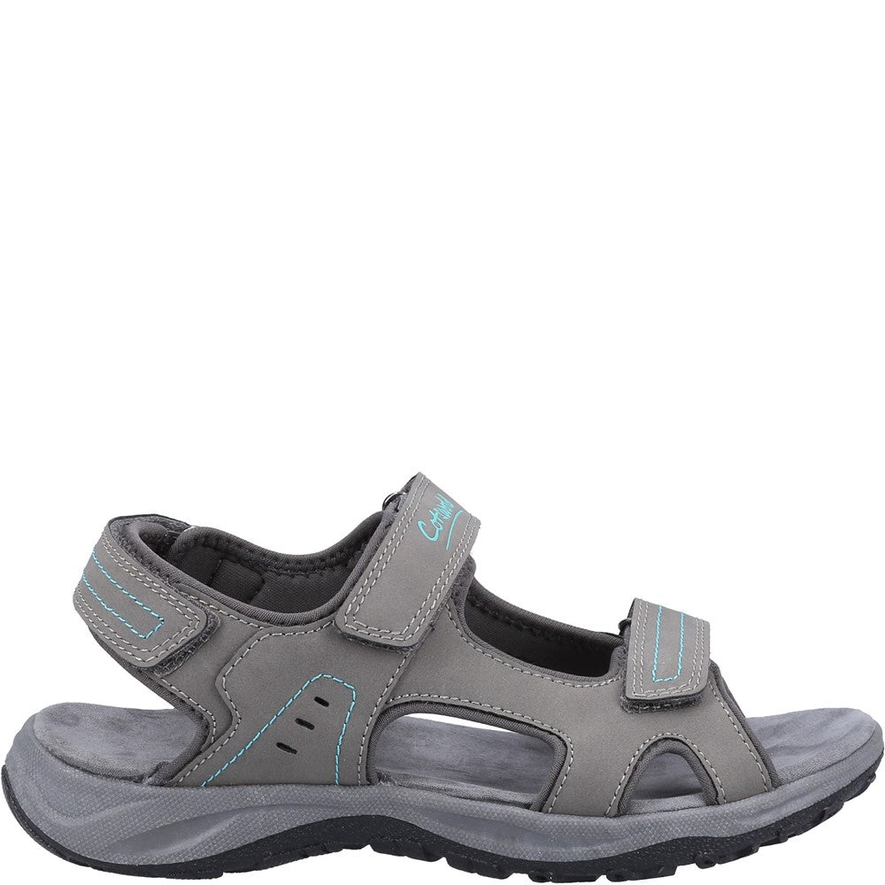 Cotswold Freshford Women's 3 Strap Adjustable Sandal Grey Turquoise